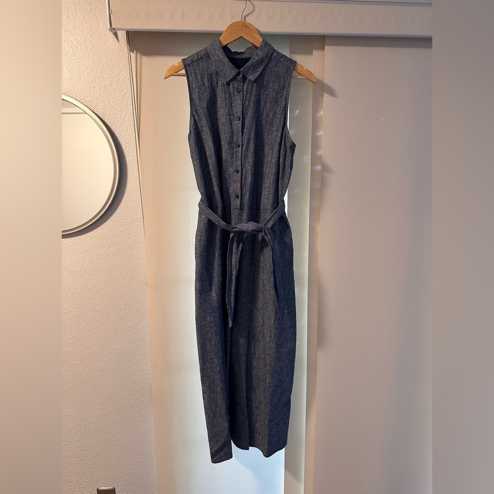 Banana Republic Blue Denim Wideleg cropped jumpsuit